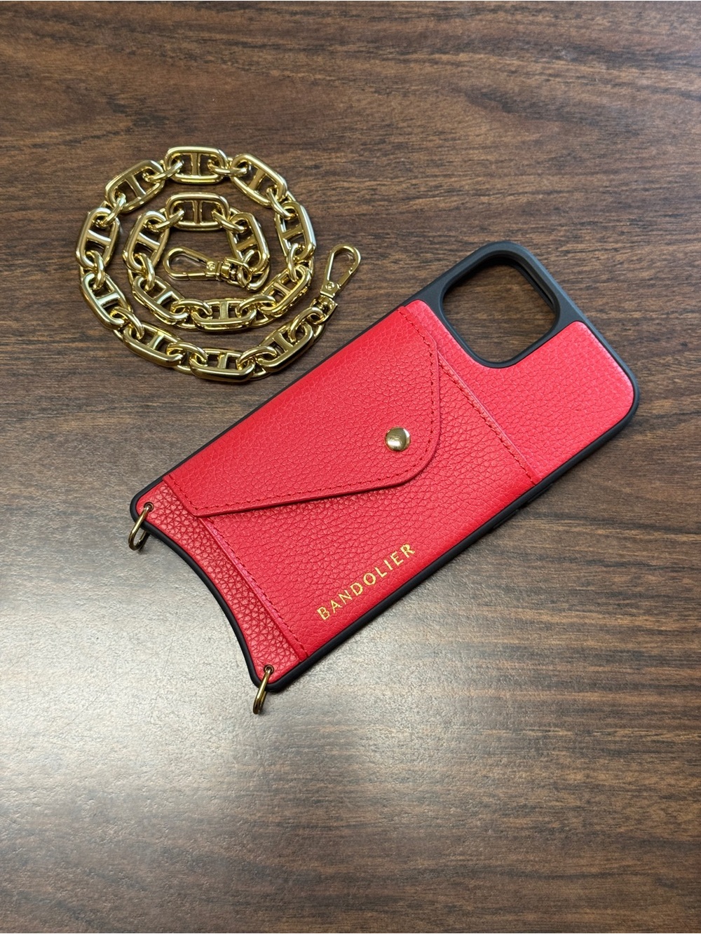 Bandolier Hailey Case for iPhone 14 in Red/Gold with Isla Wristlet - Picture 2 of 15